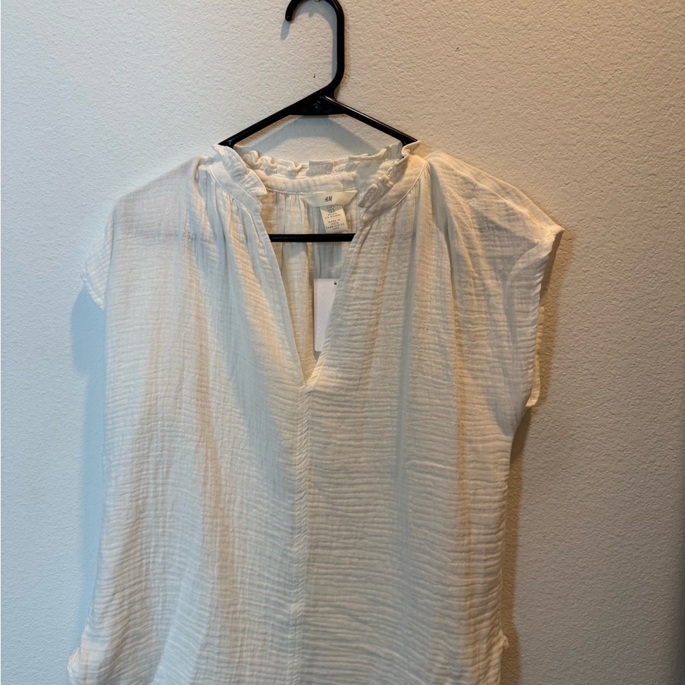 NWT H&M white gauze top